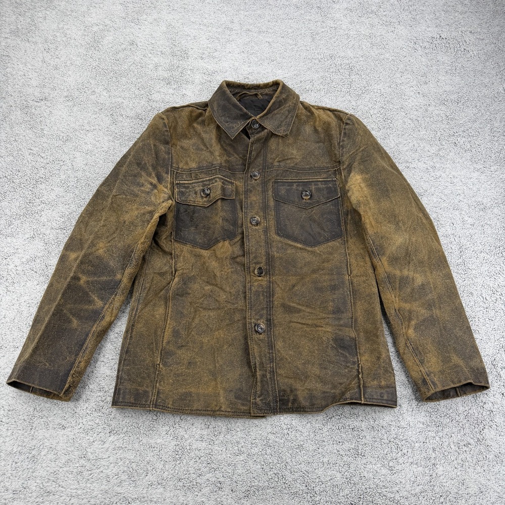 Express Leather Jacket Men Small Brown Distressed Railroad Cowboy Western Suede
